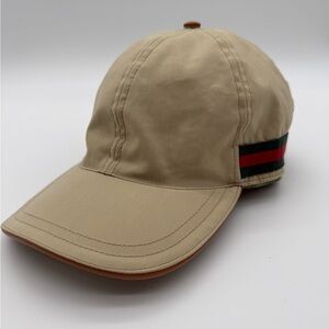 Gucci Beige Baseball Cap Web Stripe Hat XL